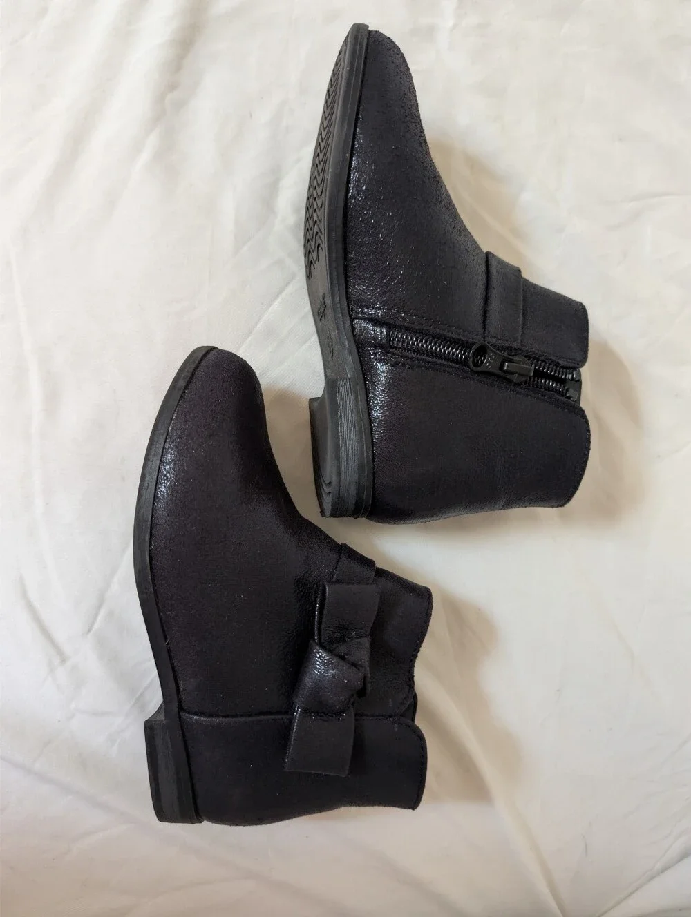 Cat And Jack Black Girls' Bow Ankle Boots Toddler size 11